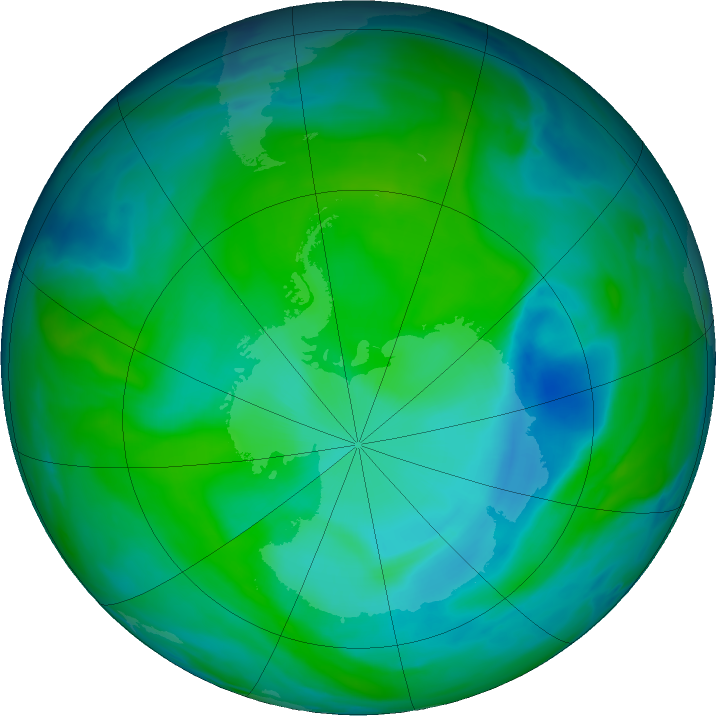 Antarctic ozone map for 27 December 2023